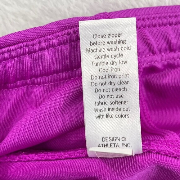Athleta M Purple Cropped Adjustable Elastic Draw Chord Leggings Pocket Lycra - Picture 3 of 10